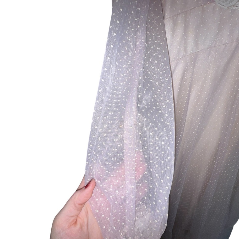 Vintage 70s Lace Prairie Maxi Dress Sheer Polka Dot Gunne Sax Style - Picture 15 of 15